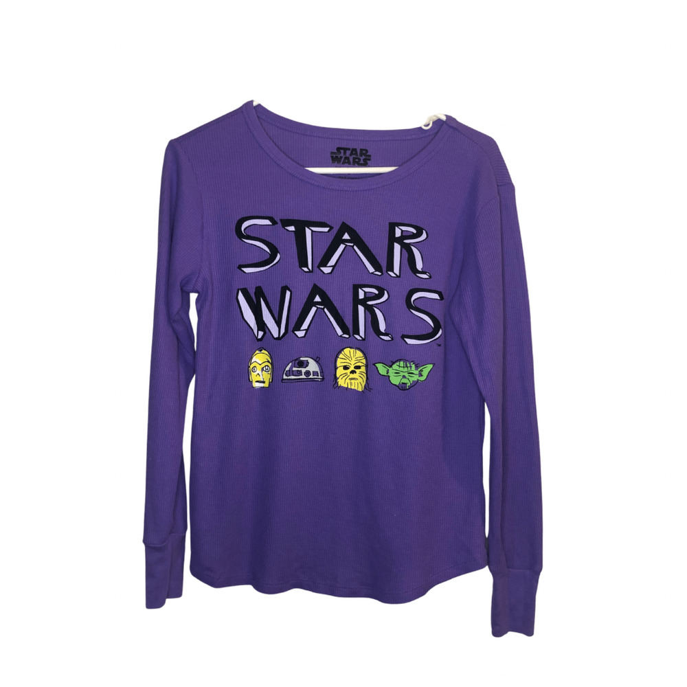 Star Wars Sleepwear Shirt Size Medium Long Sleeve Waffle Knit